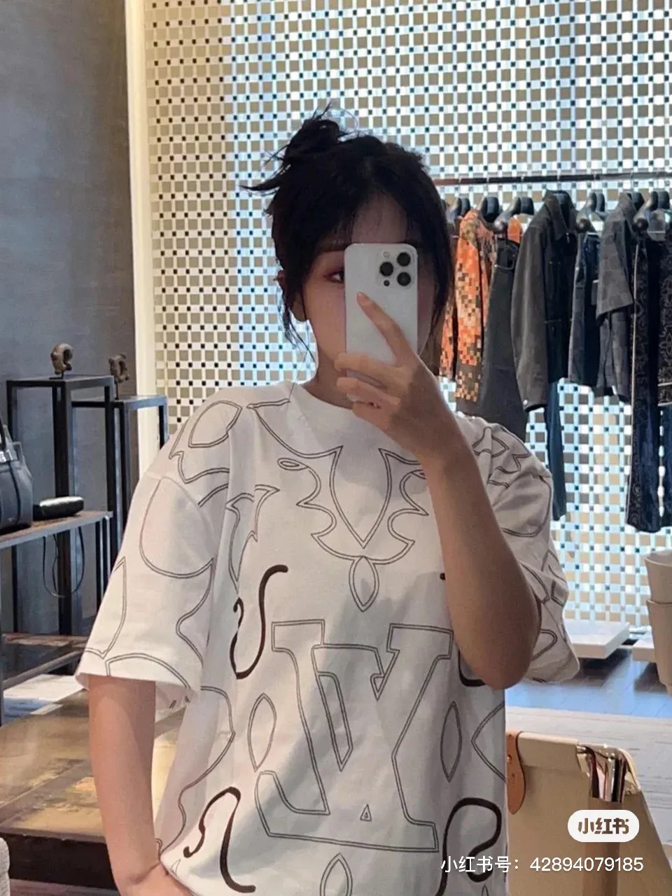Louis Vuitton/Louis Vuitton presbyopic line pattern printed short sleeves